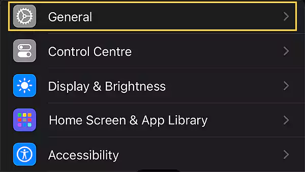 General in iPhone Settings