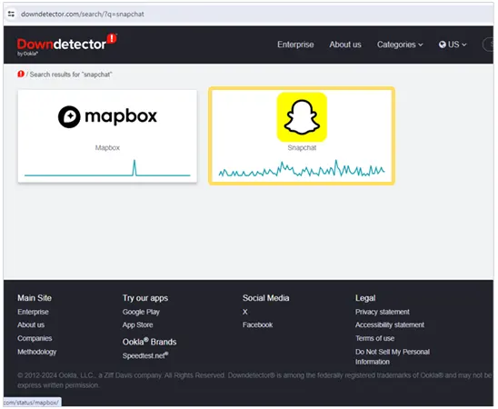 Snapchat Server Status on Down Detect