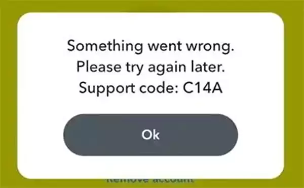 Snapchat code C14A error while logging in